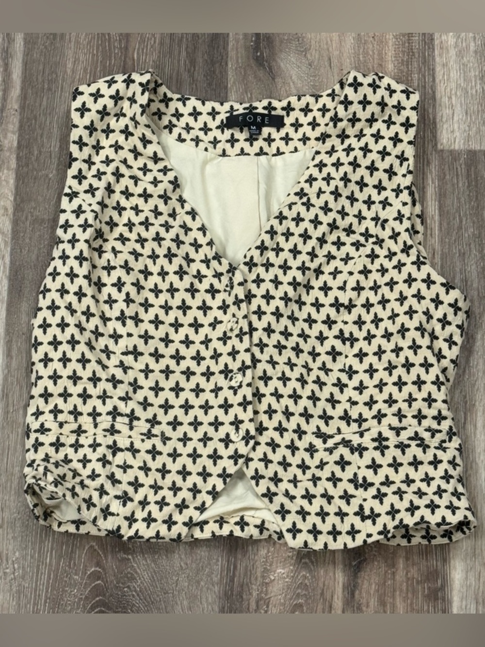 Fore Pattern Sleeveless Tie Back Blouse Vest Women’s Medium